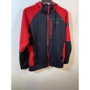 The North Face Mens Fleece Hoodie Full Zip Train N Logo Jacket Black Red Pockets